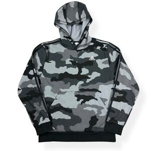 Adidas Hoodie Youth XL Black Gray Camo Sweatshirt Pockets 18 / 20 Pullover Logo